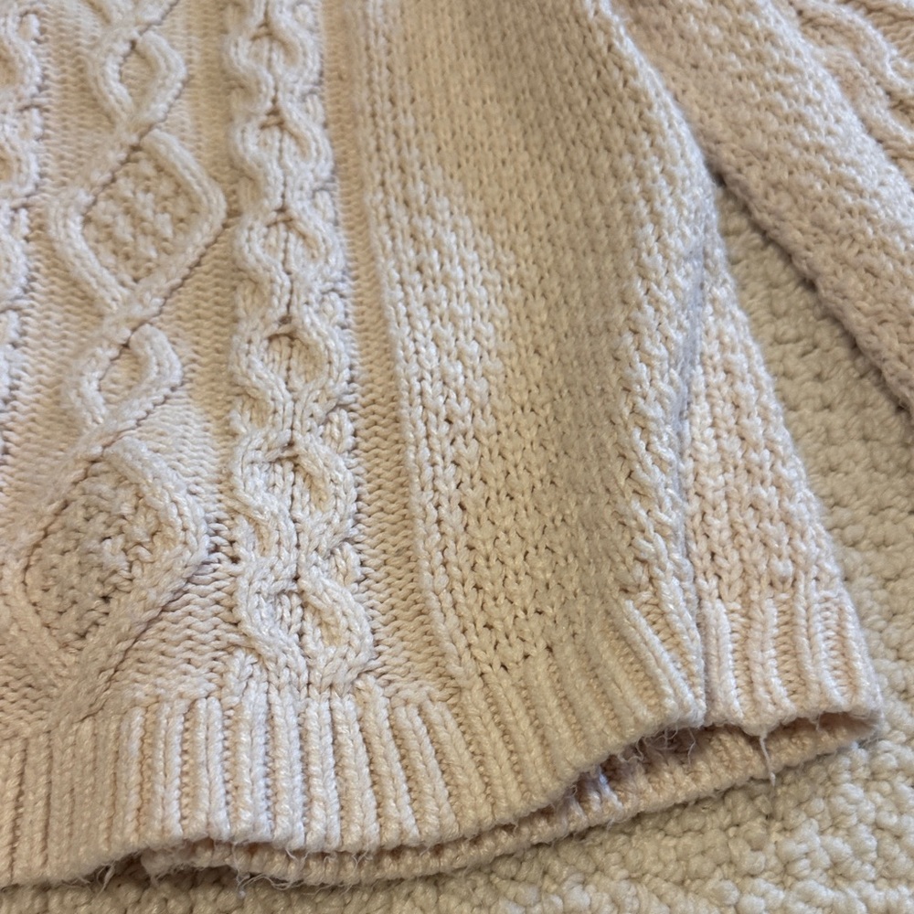 Mini Boden Cream Cable Knit Cardigan with Mustard Trim - Picture 9 of 13